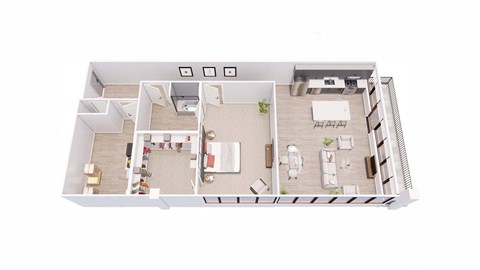 Floor plan for 1 bed, 1 bath, 1420 sqft